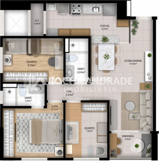 APARTAMENTO PARA VENDA 3 QUARTOS, SENDO 1 SUÍTE  NASCENTE