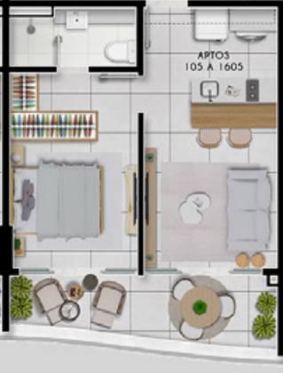 Apartamento 1 dormitório e 1 vaga