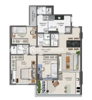 Apartamento 3/4 com Suíte, Varanda, 2 Vagas e Lazer Completo