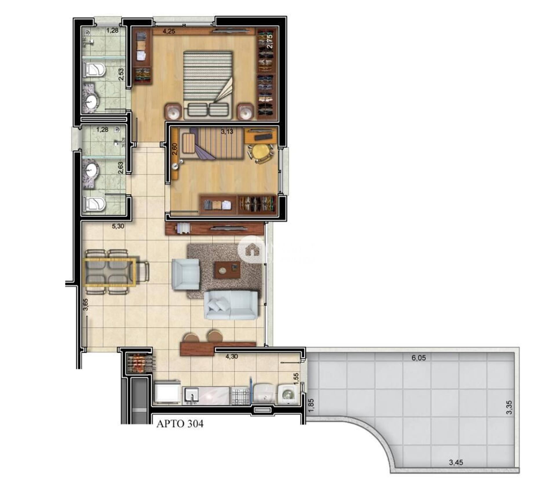 Apartamento 2 Domitórios Novo, com churrasqueira e 2 Vagas