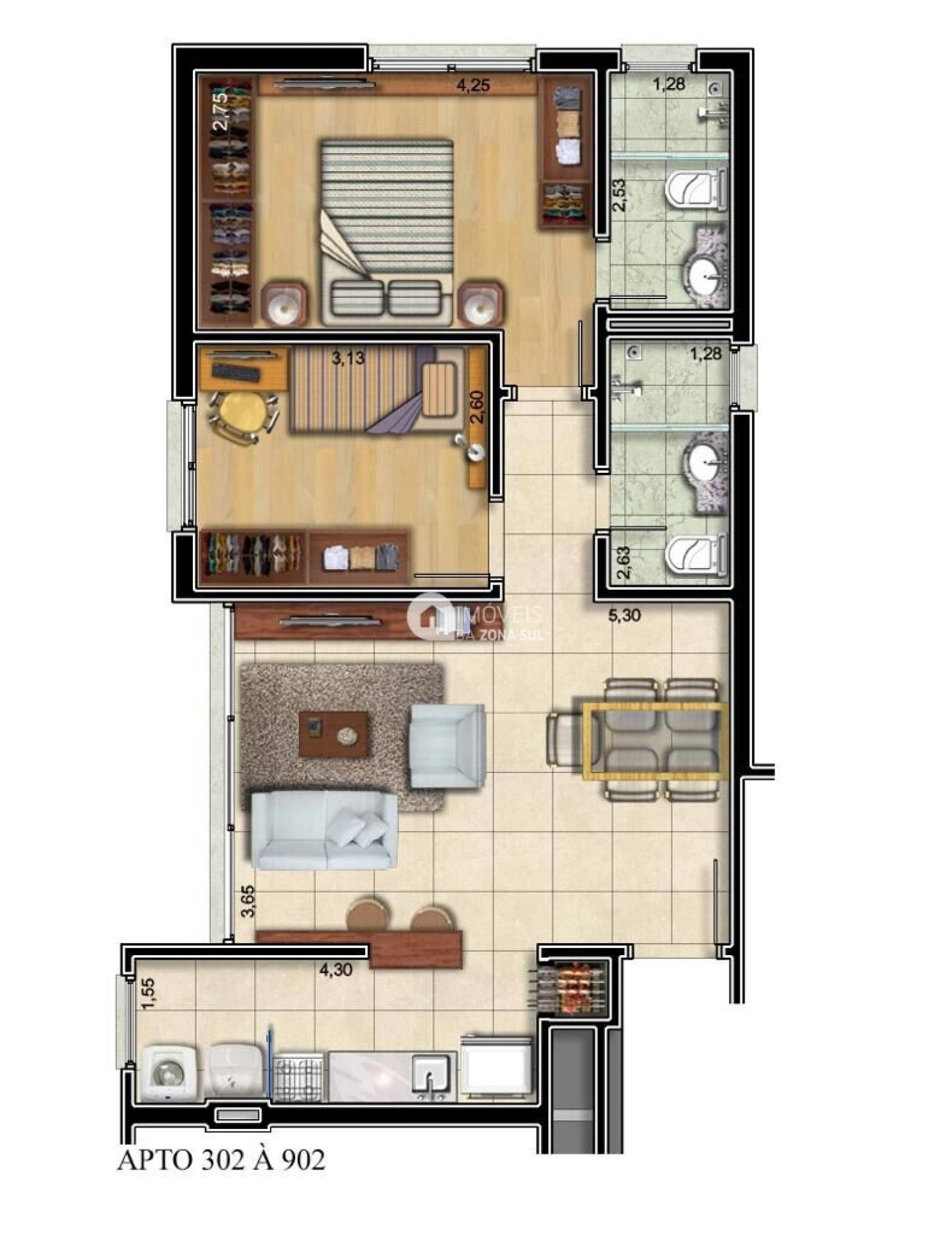 Apartamento 2 Domitórios Novo, com churrasqueira e 2 Vagas