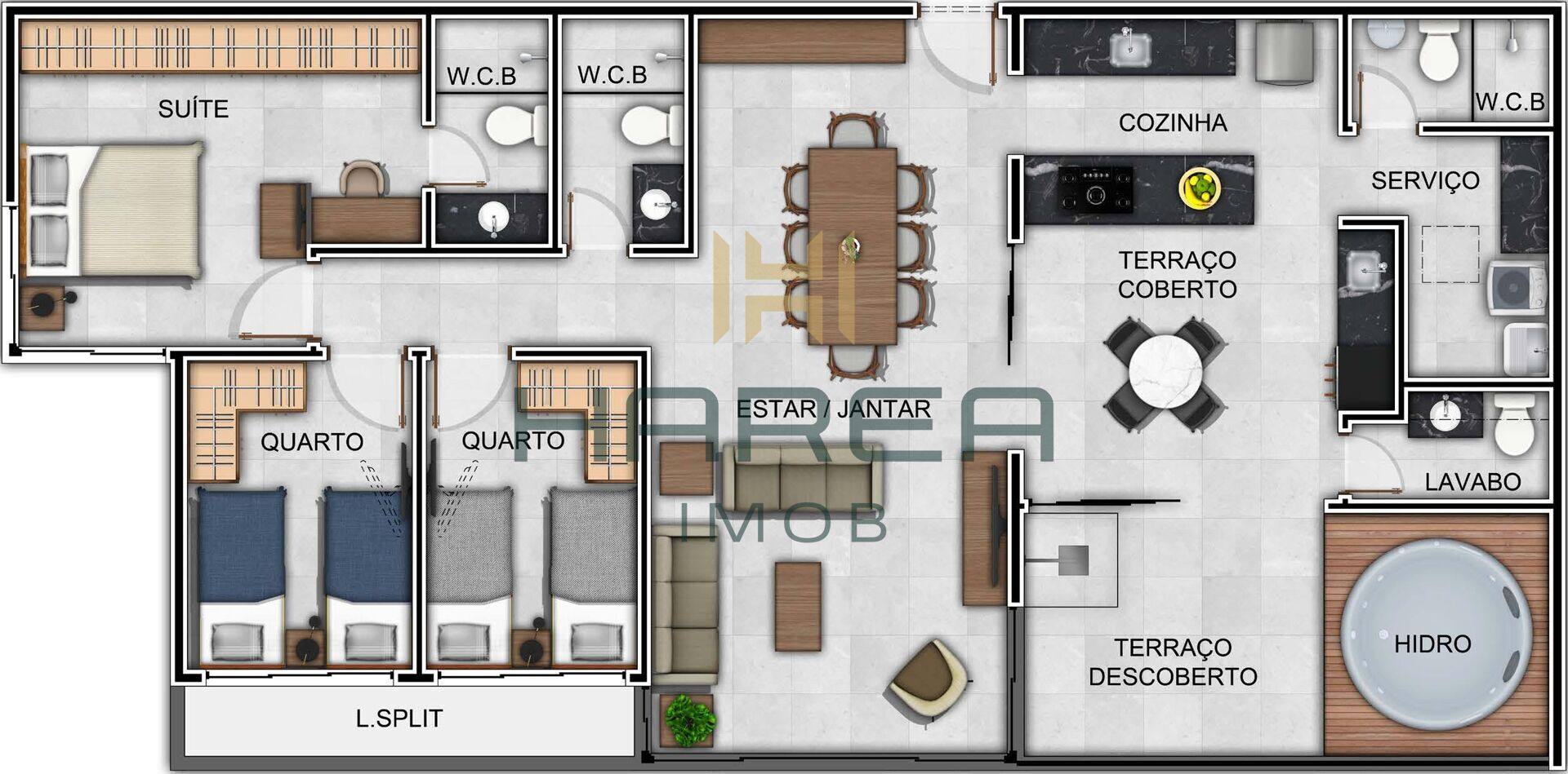 Apartamento 3 quartos,  1 suites e Varanda Gourmet  na Jatiuca