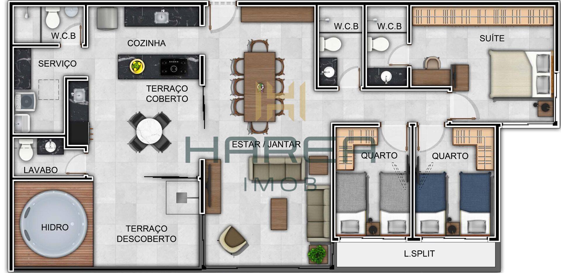Apartamento 3 quartos,  1 suites e Varanda Gourmet  na Jatiuca