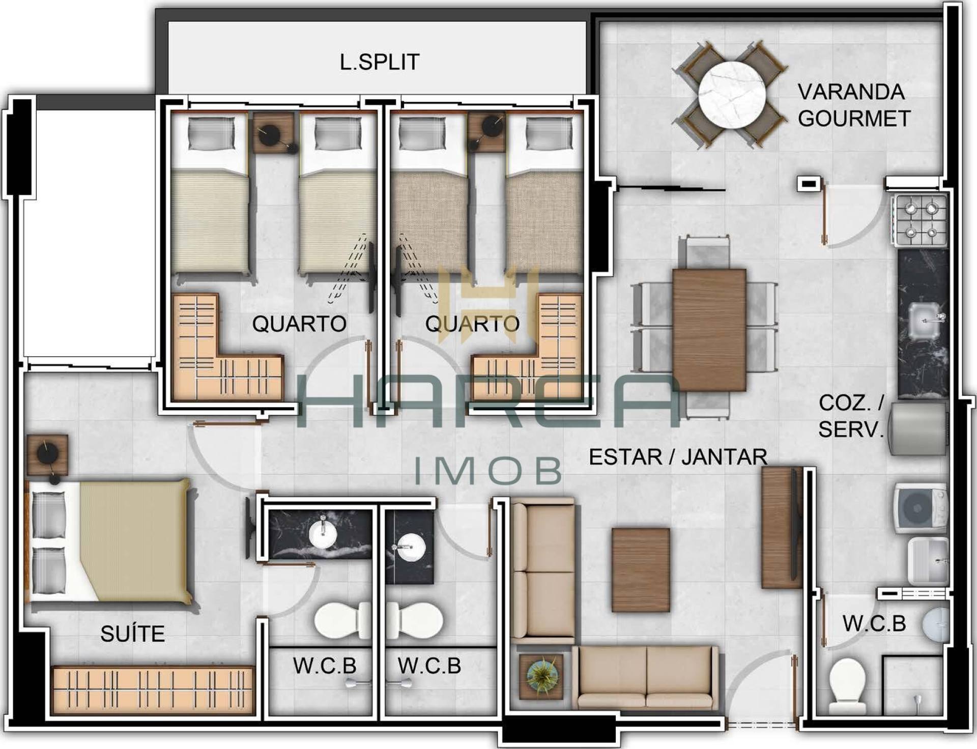 Apartamento 3 quartos,  1 suites e Varanda Gourmet  na Jatiuca