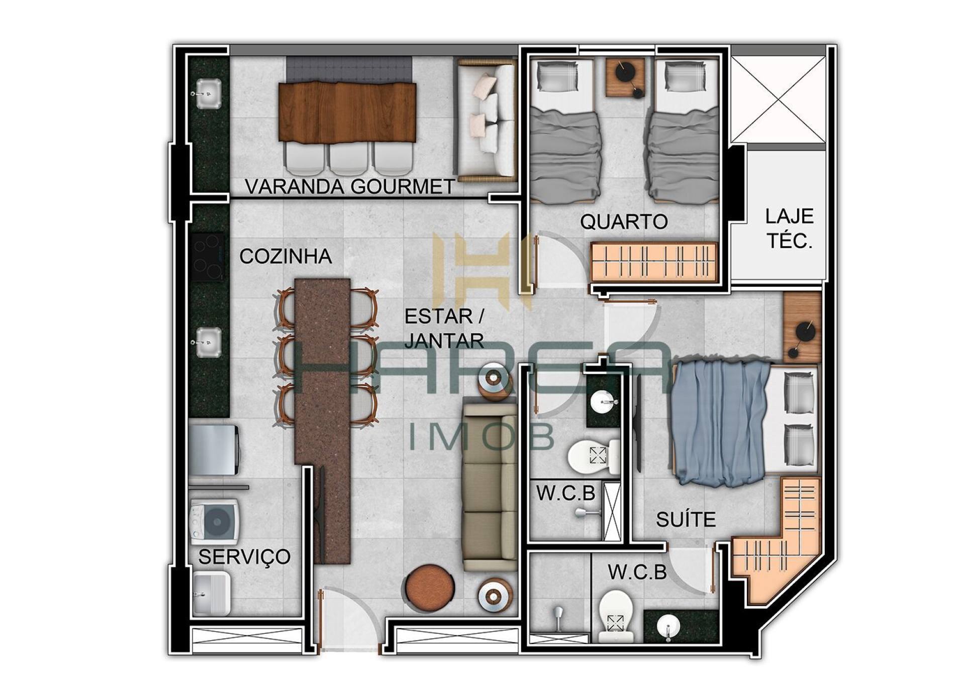 Apartamento 2 quartos , suíte e Varanda Gourmet