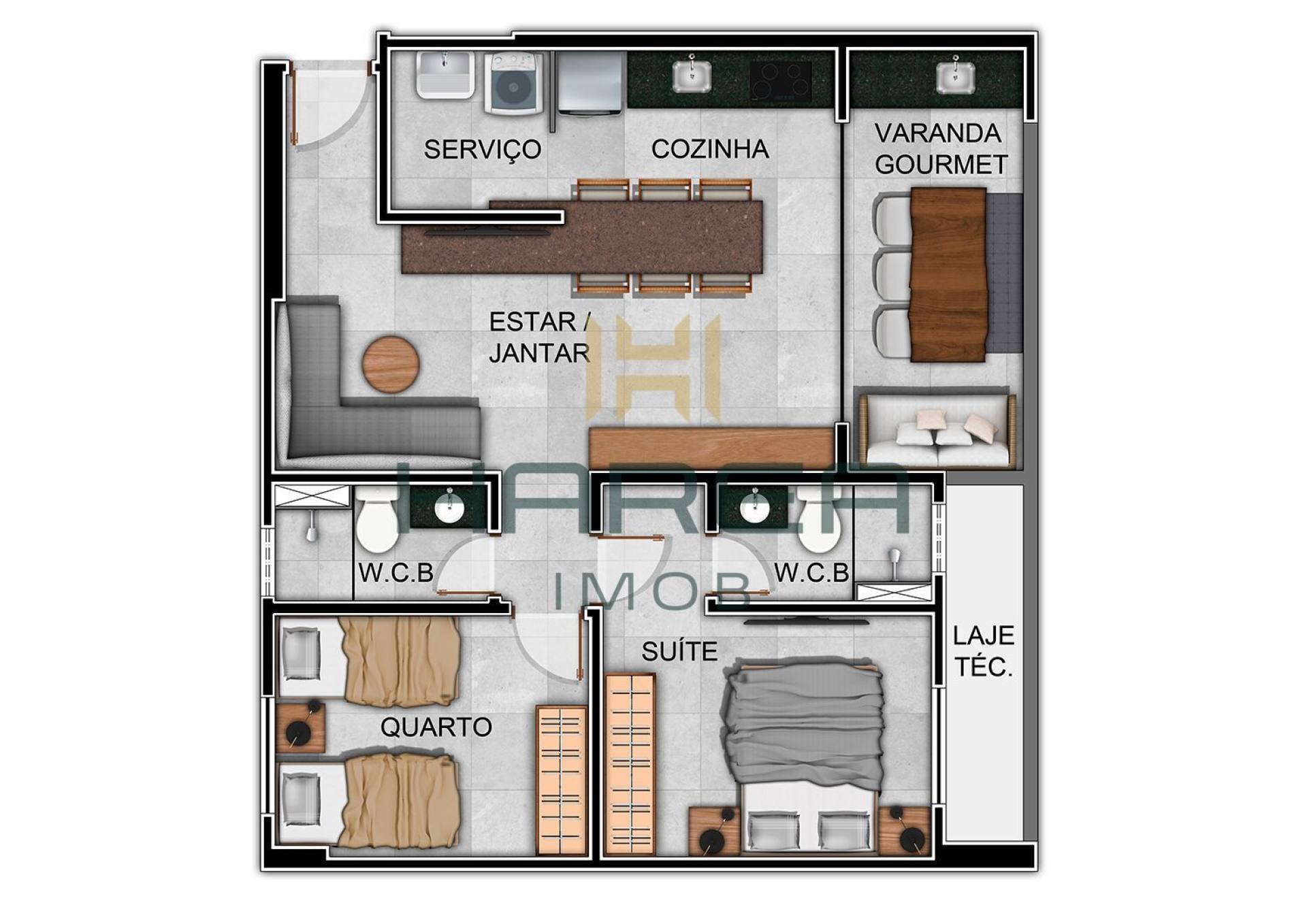 Apartamento 2 quartos , suíte e Varanda Gourmet