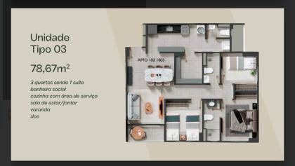 Apartamento Para Vender com 03 quartos 01 suítes + DCE no bairro Bancários em João Pessoa