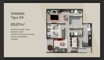 Apartamento Para Vender com 03 quartos 01 suítes no bairro Bancários em João Pessoa