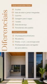 Casa plana com 3 suítes plenas a 5omts da Av. Santa Cecilia