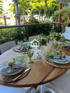 Apartamento térreo mobiliado com 3 suítes pé na areia a venda no condomínio Lua Nova em Itacimirim Bahia