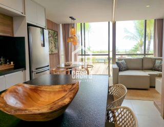 Apartamento térreo duplex mobiliado frente mar com 2 suites no Alphaville Guarajuba Bahia
