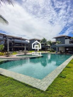 Apartamento mobiliado térreo com 3 suítes frontal mar a venda no condomínio Bali Exclusive em Itacimirim Bahia