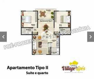 Apartamento novo térreo com 2 quartos a venda no condomínio Village dos Ipes Piscinas Naturais Praia do Forte Bahia