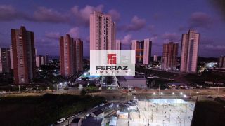 Apartamento para locação no bairro de Ponta Negra, sala com varanda, dois quartos, uma suíte, lazer, elevador, portaria 24h presencial