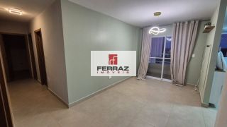 Apartamento para locação no bairro de Ponta Negra, sala com varanda, dois quartos, uma suíte, lazer, elevador, portaria 24h presencial