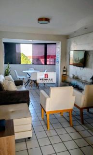 Apartamento mobiliado para venda na praia de pirangi, sala 02 ambientes, varanda integrada, três quartos, suíte, lazer, elevador, portaria 24h