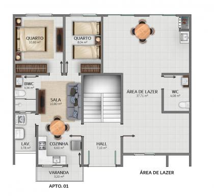 Apartamento Para Vender com 2 quartos no bairro Armação em Penha