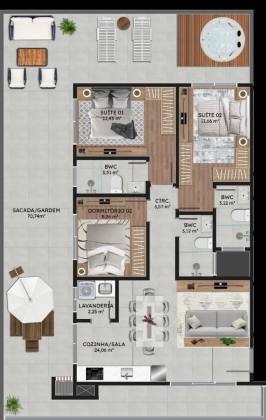 Apartamento Para Vender com  2 suítes no bairro Gravatá em Navegantes