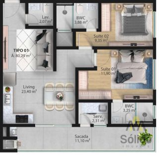 Apartamento Para Vender com 2 quartos 1 suítes no bairro Meia Praia em Navegantes