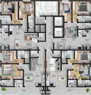 Apartamento Para Vender com 2 quartos 1 suítes no bairro Meia Praia em Navegantes