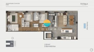 Residencial Corá - Apartamento com vista para o Mar, com 01 suíte, Demi suíte e 02 garagens na Praia da Armação em Penha - SC. Ref. 435