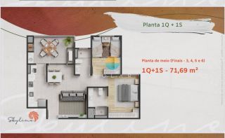 Apartamento a venda no Skyline Confort Club a 250m com vista mar, Praia na Armação em Penha /SC. Ref.486