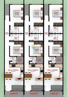 Casas de 68m² com 2 dormitórios à venda na Praia da Armação em Penha/SC. Ref.523