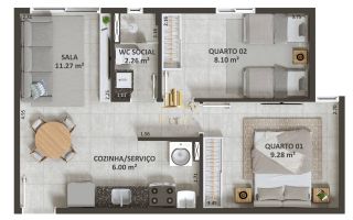APARTAMENTO PORTAL SUDOESTE - VIVA ALPHA BELLAGIO