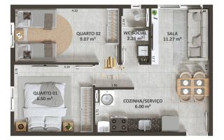 APARTAMENTO PORTAL SUDOESTE - VIVA ALPHA BELLAGIO