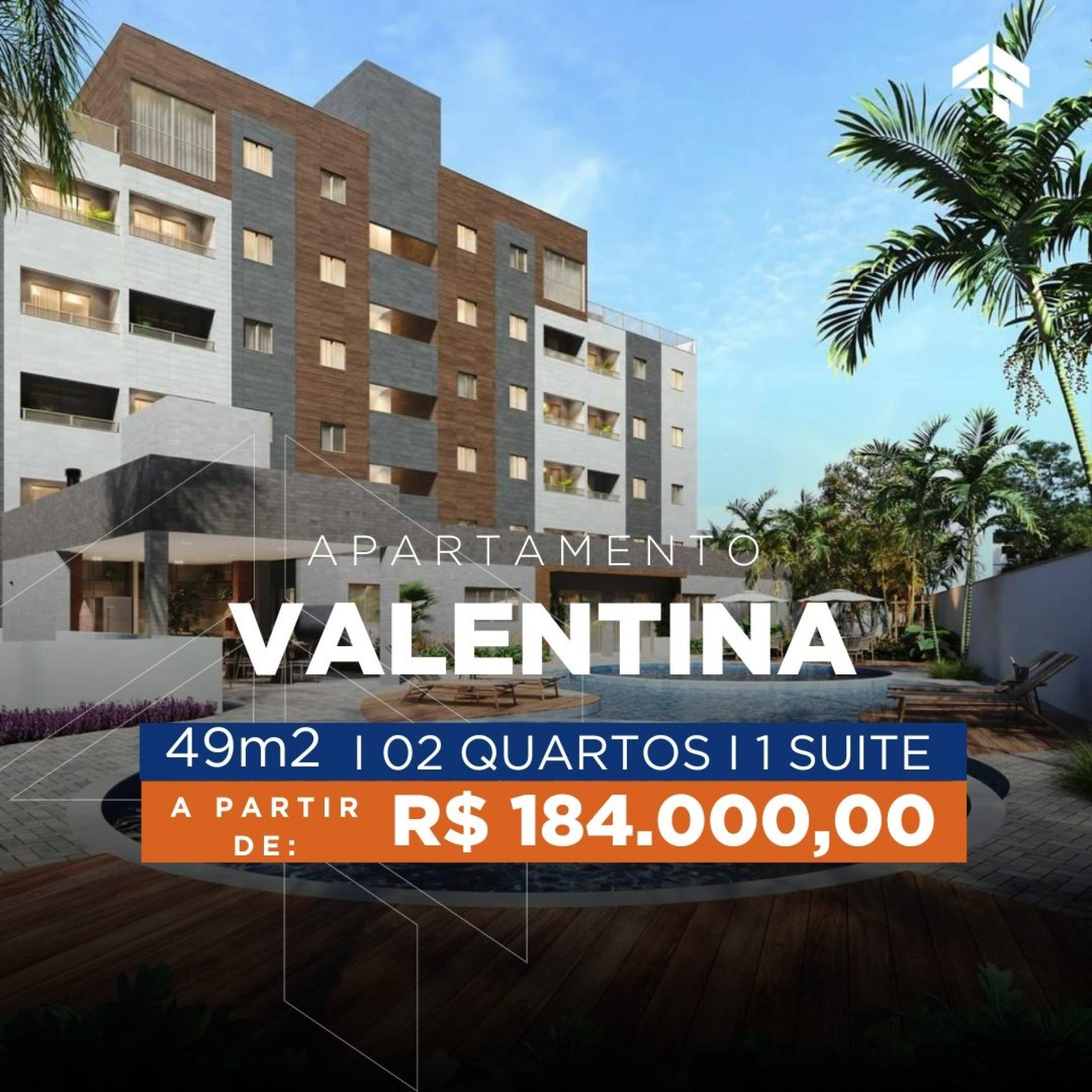 Apartamentos com 2 e 3 quartos à venda, 49,28m2 e 55,28m2 à partir de R$ 192.000,00 - Valentina - João Pessoa/PB