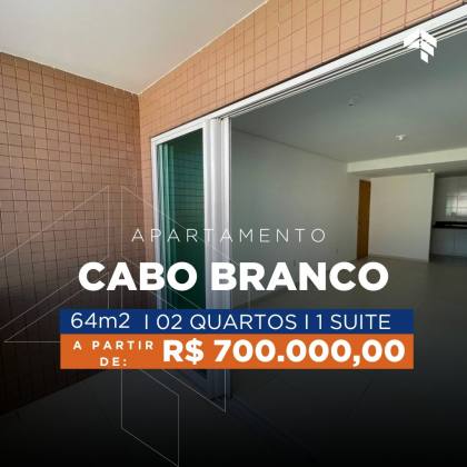 OPORTUNIDADE! APARTAMENTO COM 2 QUARTOS SENDO 1 SUÍTE A 50 METROS DA ORLA DO CABO BRANCO.