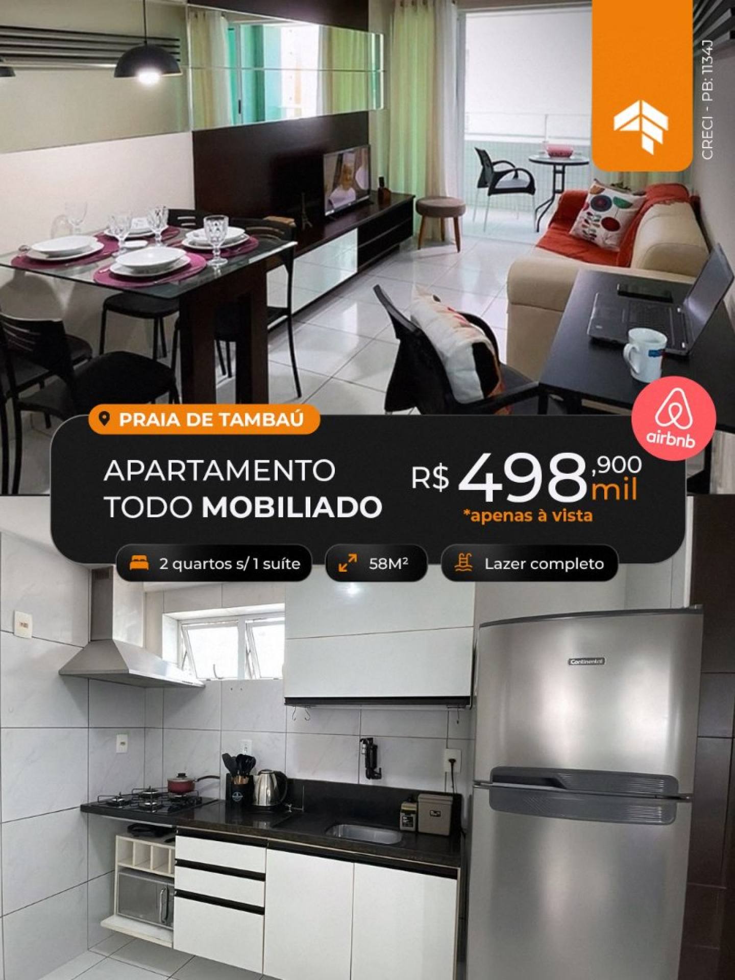OPORTUNIDADE: Apto todo mobiliado, 2 quartos, Tambau, Joao Pessoa