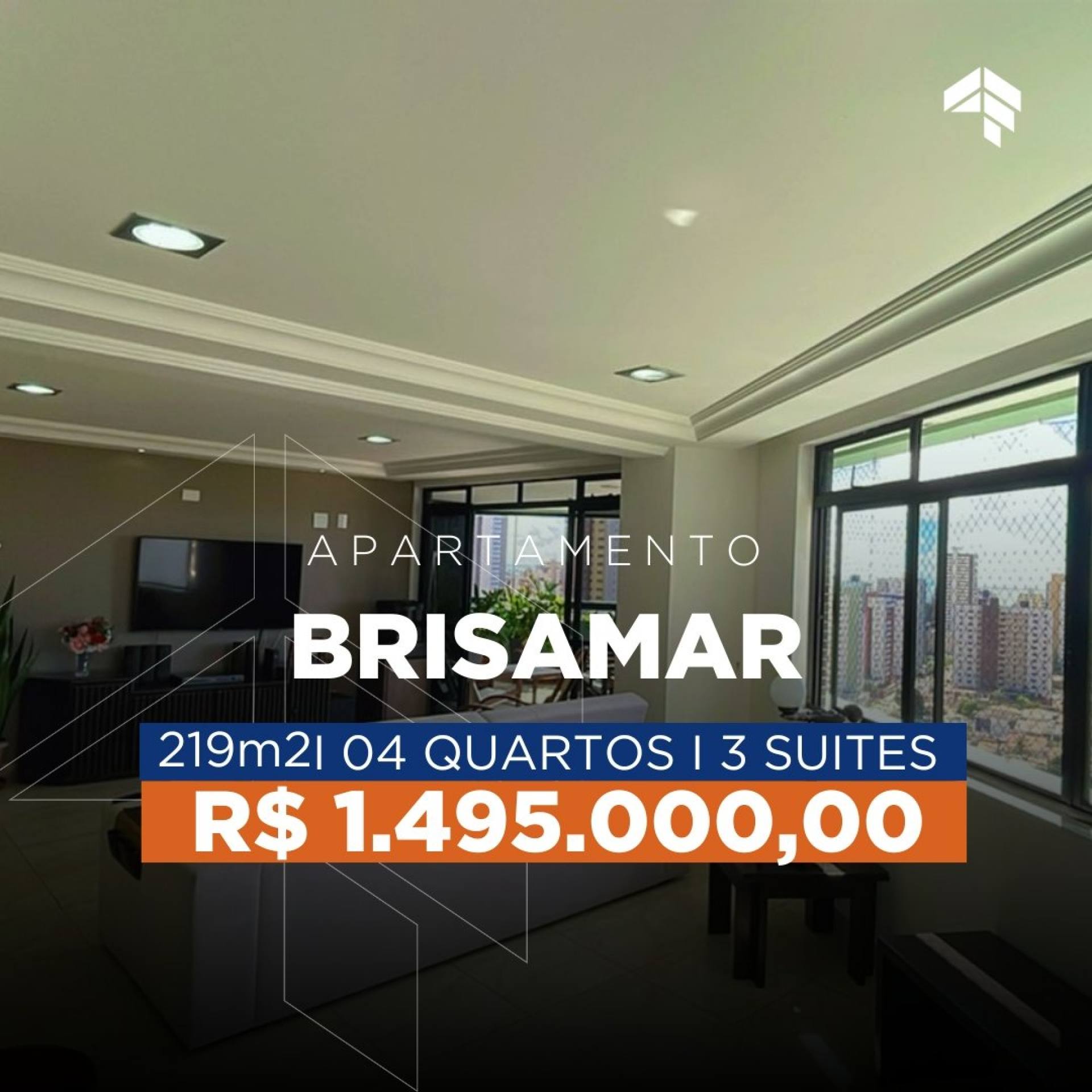 Apartamento com Vista Mar no Brisamar — 219m², 4 Quartos e Muito Espaço para Viver com Estilo!