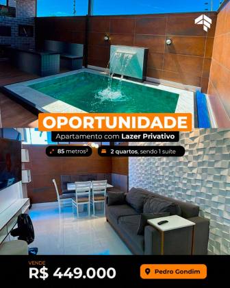 Oportunidade Garden! Apartamento com Lazer Privativo no Pedro Gondim – R$449.000,00