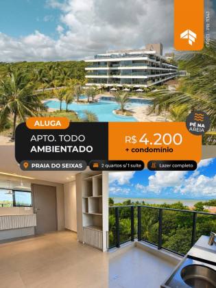 Viva o Beira-Mar | Apê Ambientado com 2 Quartos | Lazer de resort