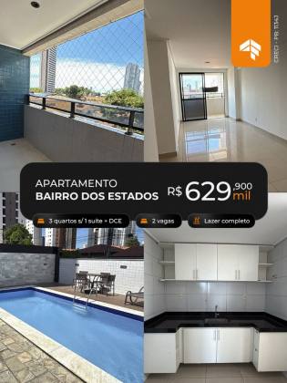 OPORTUNIDADE - 3 QUARTOS S/ 1 SUÍTE + DCE - Bairro dos Estados – João Pessoa/PB