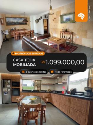CASA PORTEIRA FECHADA NO BAIRRO DOS ESTADOS 3 quartos | 2 suíte | 164,40 m² construídos