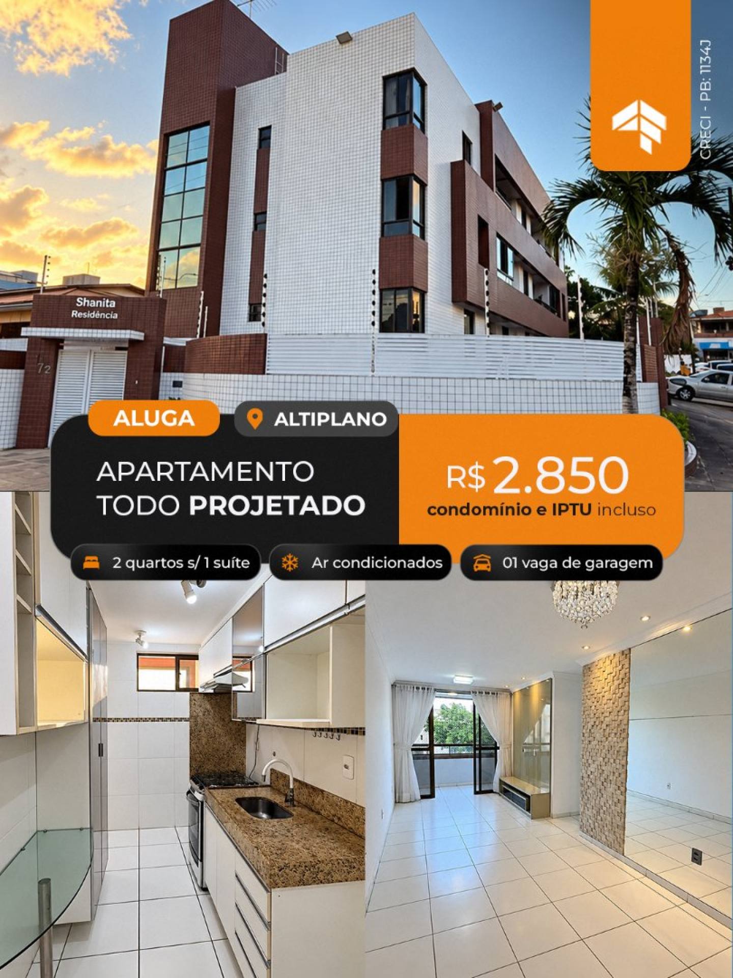 ALUGA  APTO COM 2 QUARTOS S/1 SUITES TODO PROJETADO NO ALTIPLANO - JOÃO PESSOA PB