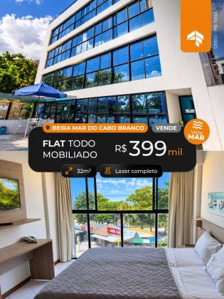ATENÇAO, OPORTUNIDADE UNICA A BEIRA MAR DO CABO BRANCO! FLAT COM 38 M² - JOÃO PESSOA /PB