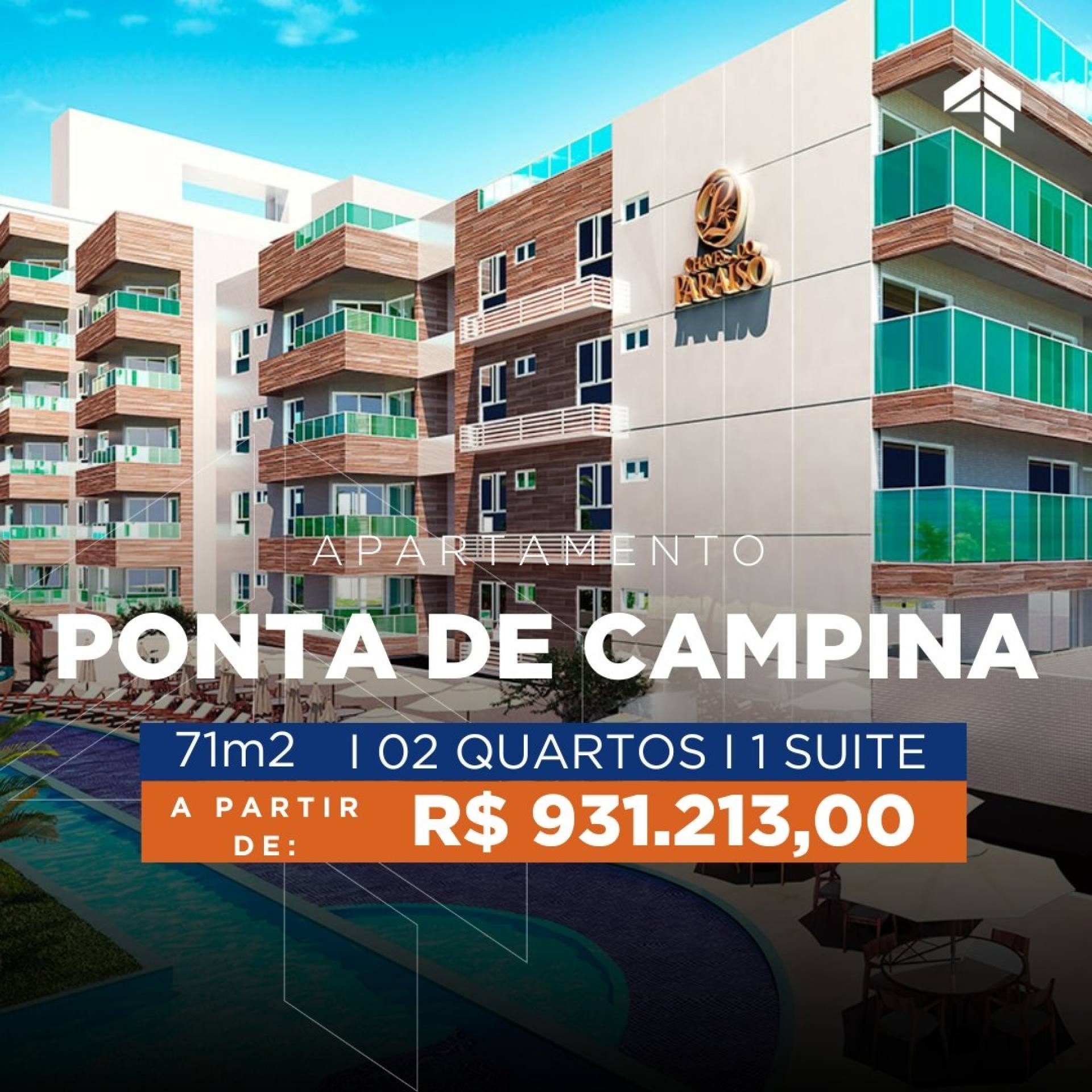 Apartamento com 2 Quartos à venda, 71 m² por R$931.212,97 - Ponta de Campina - Cabedelo/PB