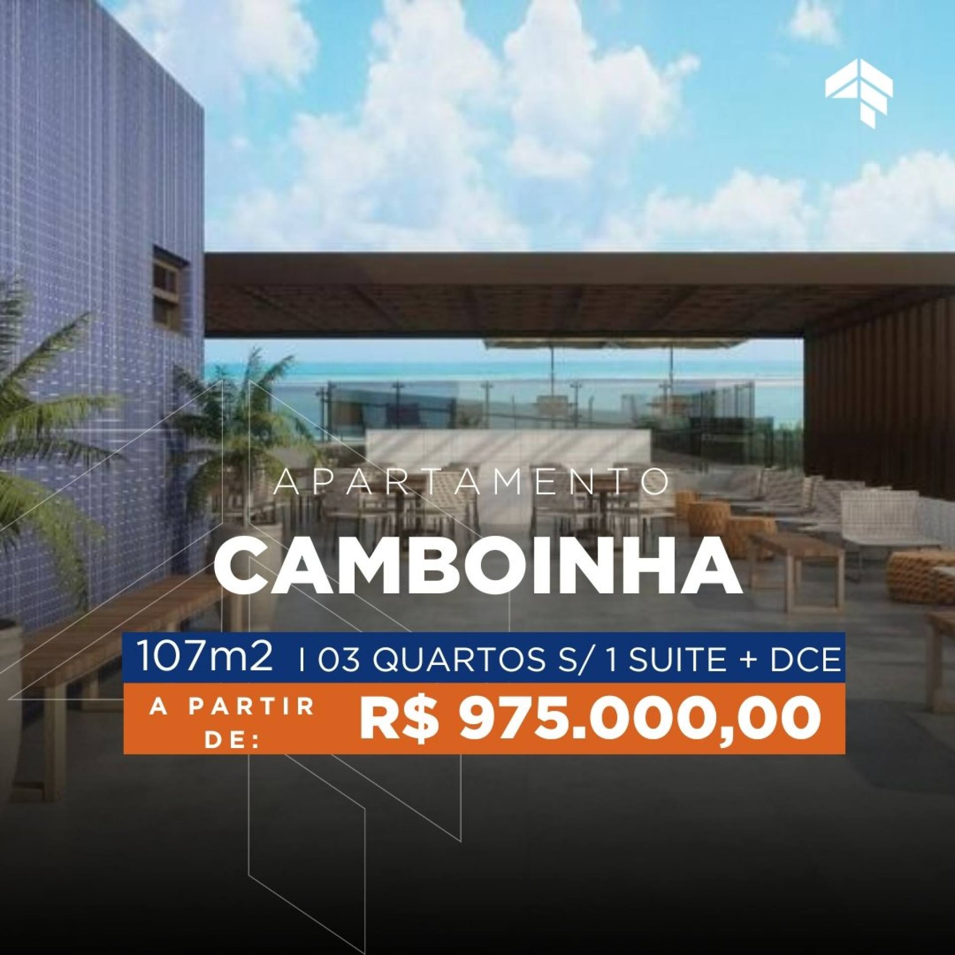 Apartamento com 3 Quartos + DCE à venda por R$ 975.000 - Camboinha - Cabedelo/PB