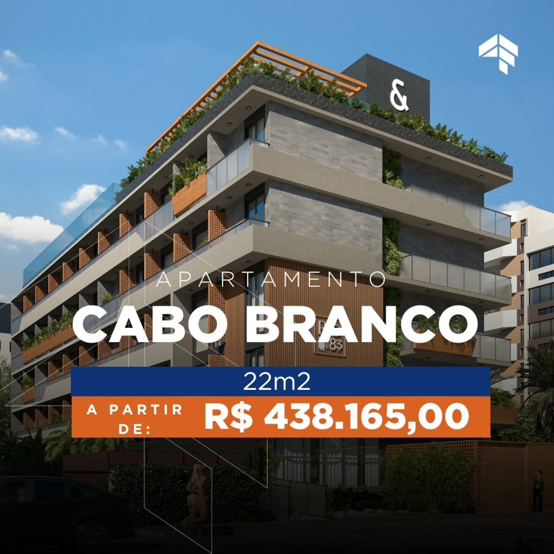 Apartamento com 1 quarto à venda, 22 m² por R$ 351.450 - Cabo Branco - João Pessoa/PB