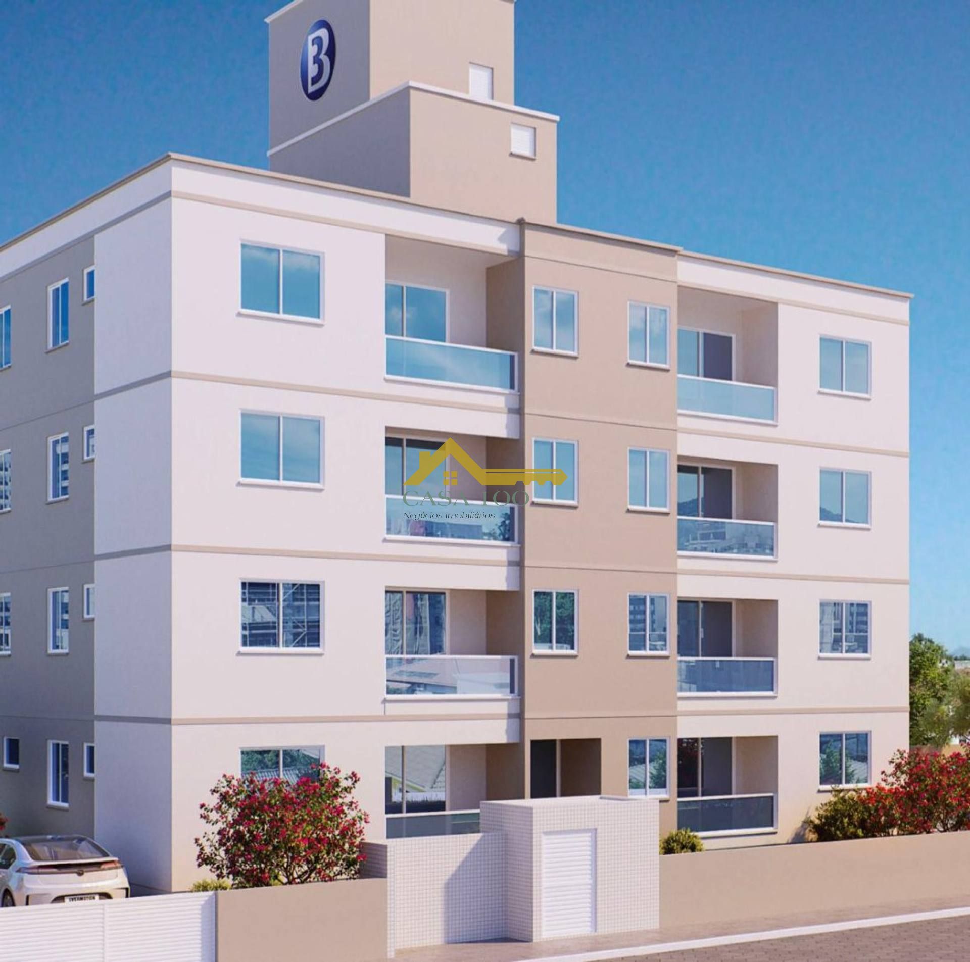 Apartamento com elevador e sacada .