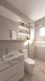 Casa moderna com 3 quartos sendo 1 suíte e área de lazer com piscina.