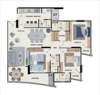 Apartamento de 100m² com 3 quartos sendo 3 suítes na Aldeota