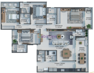 Apartamento de 169,50m² com 4 suítes no D'algarve - Ponta D'areia