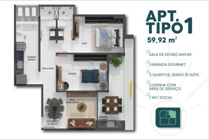 Apartamento á Venda com 2 quartos 1 suíte no bairro Jardim Oceania em João Pessoa