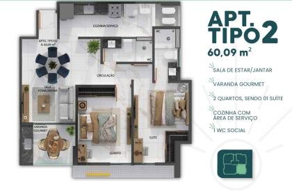 Apartamento á Venda com 2 quartos 1 suíte no bairro Jardim Oceania em João Pessoa