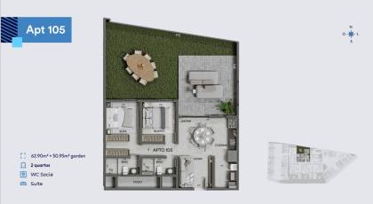 Apartamento tipo térreo á Venda com 2 quartos em Cabedelo