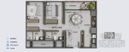 Apartamento á Venda com 2 quartos no bairro ponta de campina em Cabedelo
